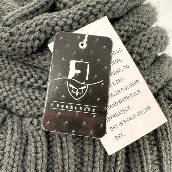 NWT Forbusite Fleece Lined Knit Slouchy Beanie Winter Hat with Visor Gray - Picture 5 of 10